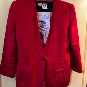 Vintage Anne Klein Red Single-Button Blazer